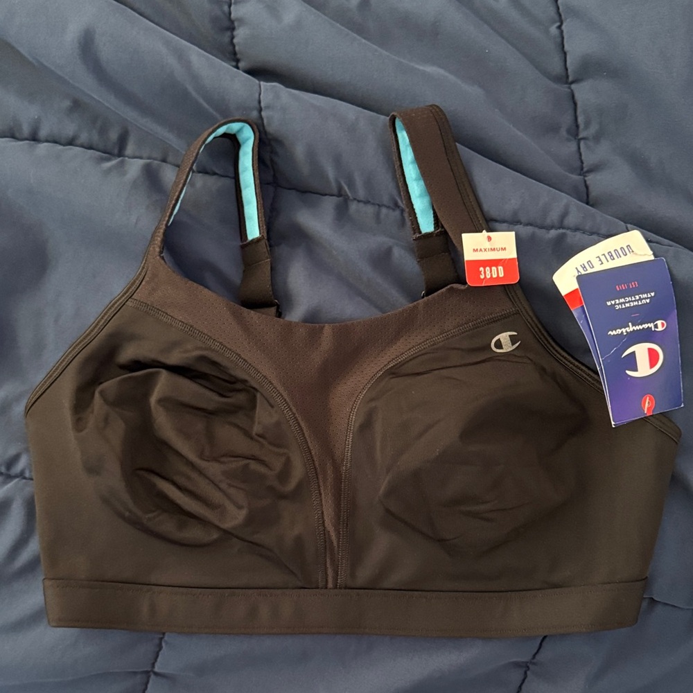 Champion Dark Brown Sports Bra with Blue Accents